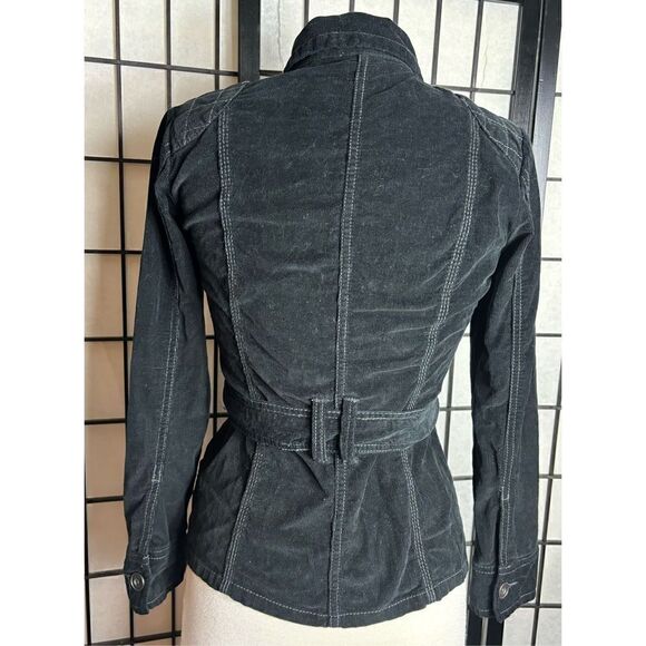 French Cuff Black Corduroy Type Button Up Jacket - Picture 5 of 8